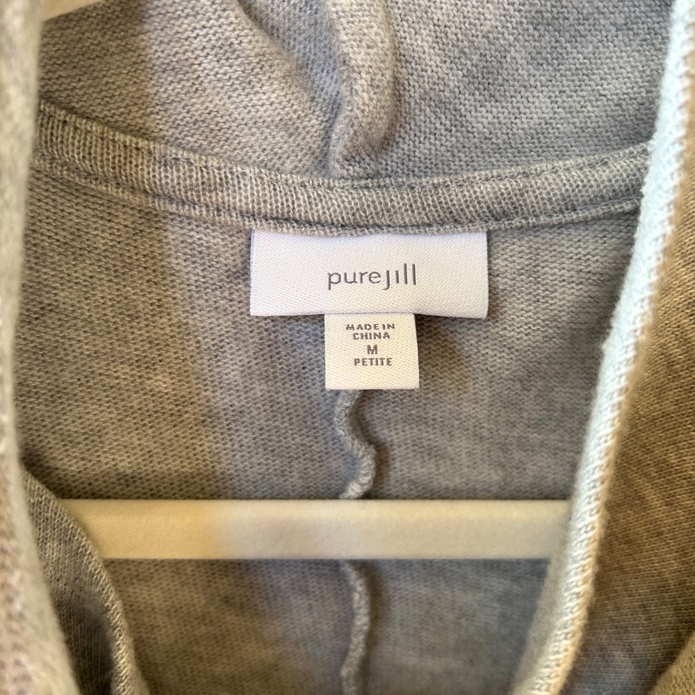 J. Jill Pure Jill Sweater Cardigan Cowl Neck Gray Wrap Top Cotton Blend Petite M - Picture 4 of 9